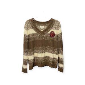 Christopher & Banks Size Large Hand Embroidered Sweater Flower